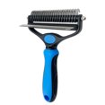thumbnail image 1 of Peine Doble Función para Mascotas, Azul – Desenreda y Elimina Pelo Muerto con 2 Cabezales, Seguro y Cómodo para Pelaje Mediano y Largo, Acero Inoxidable y Mango Ergonómico Antiadherente., 1 of 6
