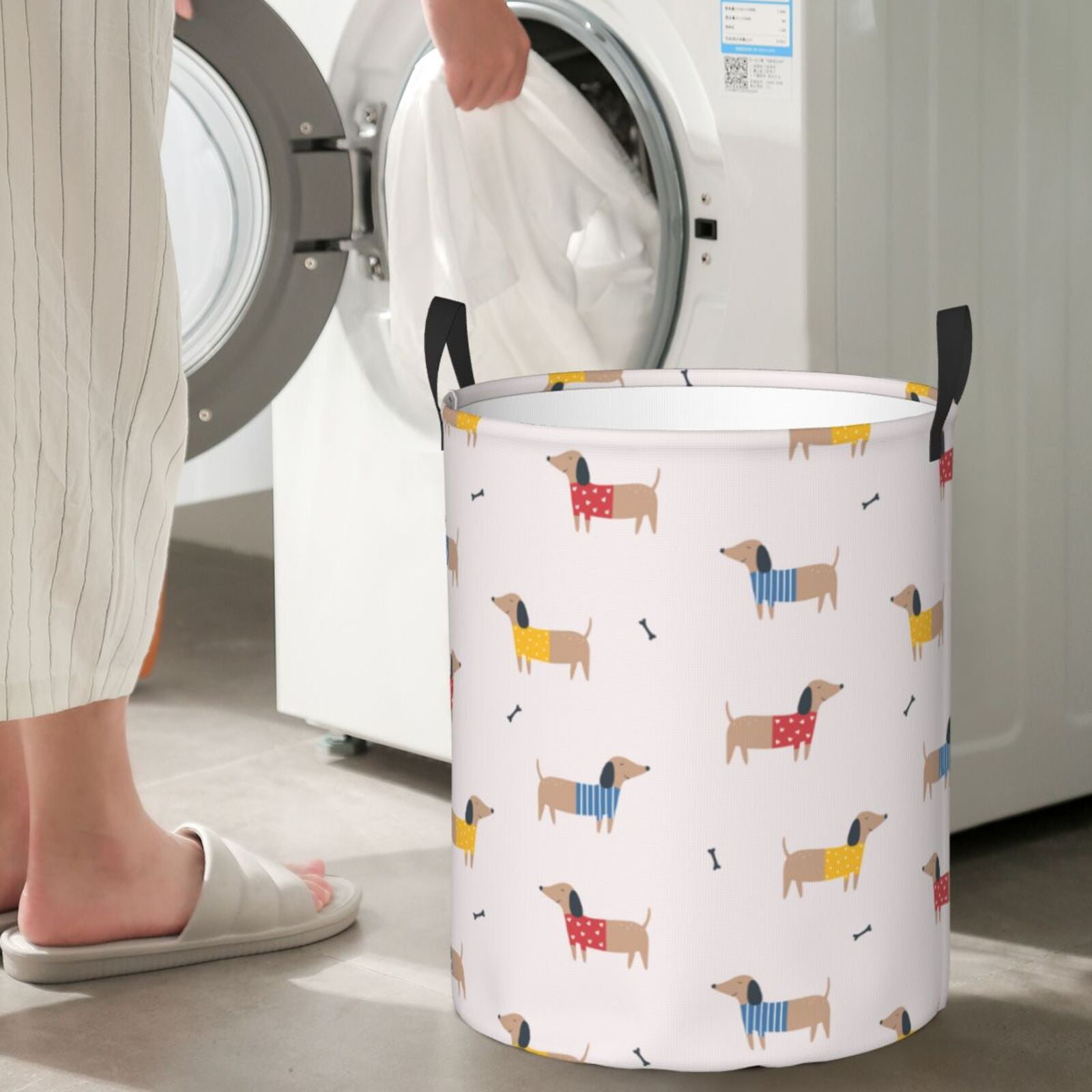 Large Laundry Basket with Handles - Dachshund Dog Puppy No.1045 Kids Baby Dirty Clothes Laundry Hamper for Bedroom Aesthetic