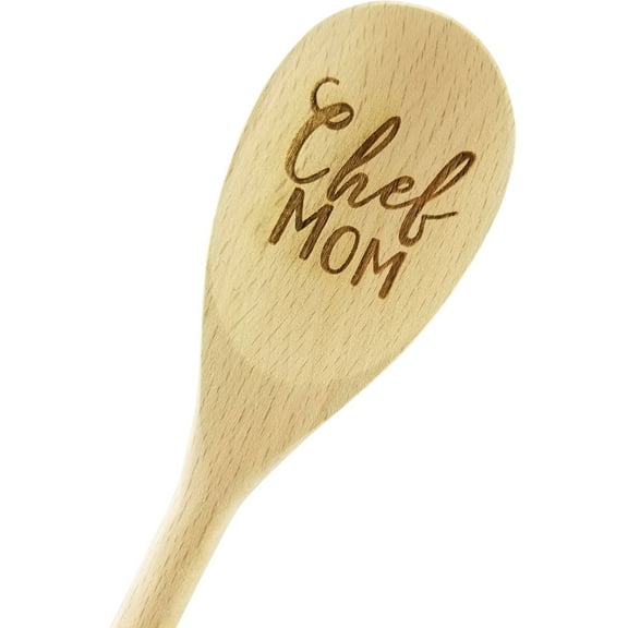 Engraved Chef Mom Wood Spoon Gift - 14 inch- hostess gift, shower favor, engraved spoon, stocking stuffer, mothers day