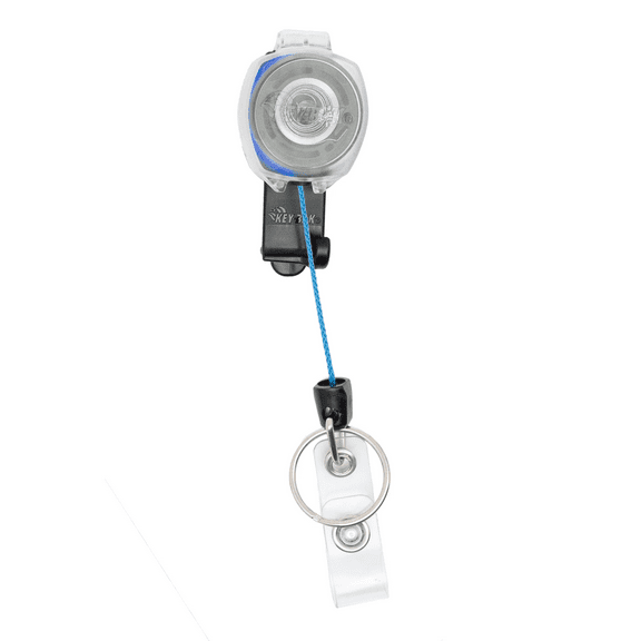 KEY-BAK Belt Clip Retractable Keychain and ID Badge Holder with Color Cord -Blue