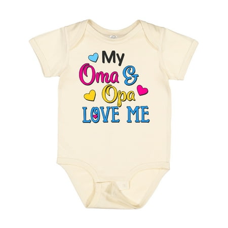 

Inktastic My Oma and Opa Love Me with Hearts Gift Baby Boy or Baby Girl Bodysuit
