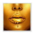 thumbnail image 1 of Designart Gold Paint Drips From Sexy Woman Lips FLOAT FRAME WALL ART, 1 of 4