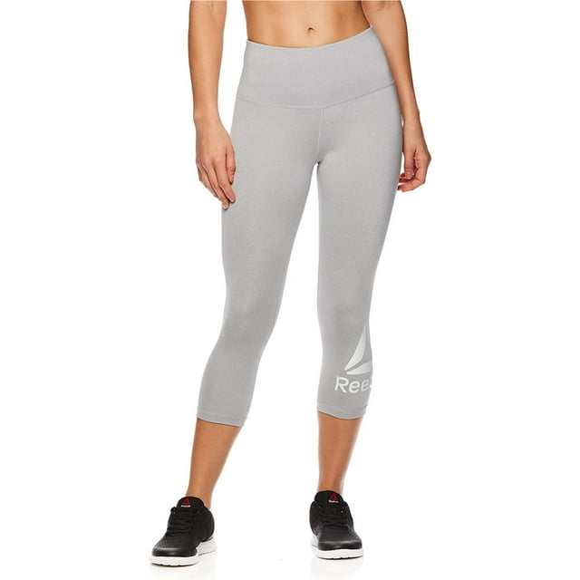 Reebok Pantalon Capri de Compression Athlétique pour Femmes Wanderlust, Gris, Grand