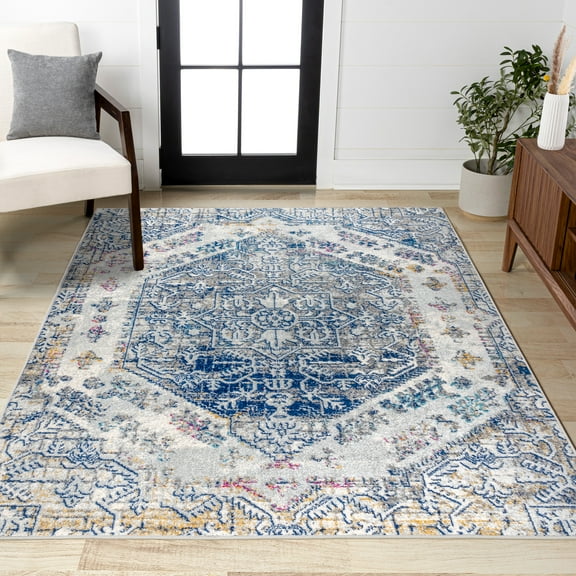 JONATHAN Y MODERN PERSIAN 5 x 8 Area Rug, Boho Vintage - Cream/Blue, MDP203A-5