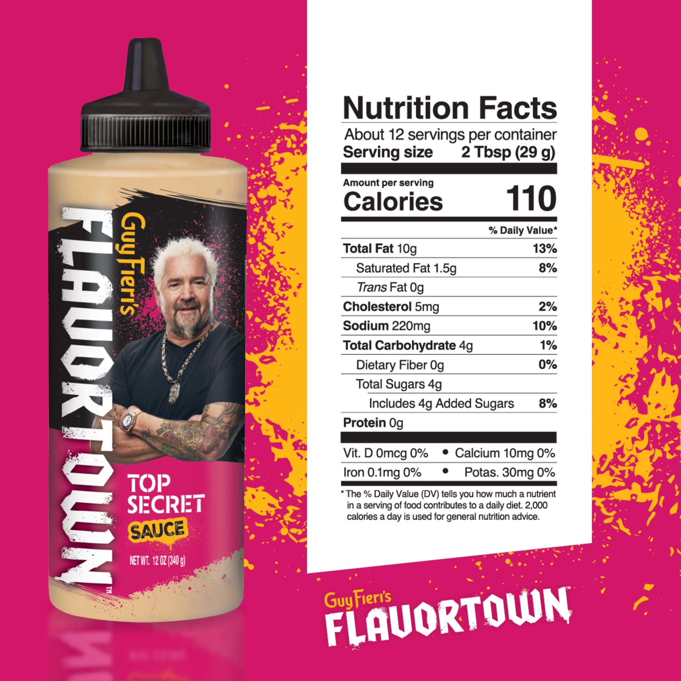 Guy Fieri Flavortown Top Secret Sauce, Creamy Garlic Spread for Burgers, Fries, and Sandwiches, 12 oz