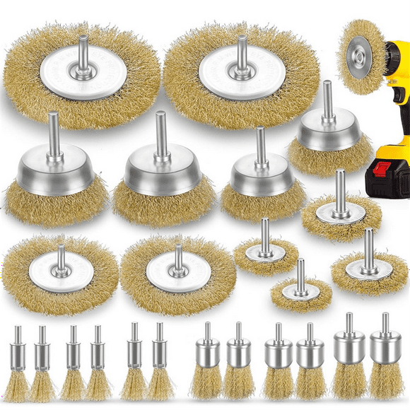 Wire Wheel for Drill,1/4in Drill Shank,3in Brass Wire Wheel for Drill Rust Removal Heavy Duty Wire Wheel Brush Drill Bit