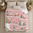 thumbnail image 5 of Whimsical Pastel holiday cottage Village Scene, Festive Holiday Scene, Warm Flannel Blanket for Living Room and Reading Nook, Art Lovers Friendship Gift, Festive Home Decor, 5 of 9