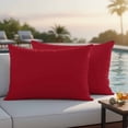 thumbnail image 4 of Pack of 2 Pure Red Outdoor Pillow Covers Decorative, Waterproof Pillow Protector, Simple Solid Color Lumbar Throw Pillowcases for Patio Couch Sofa Home Decor 20"x12", 4 of 8