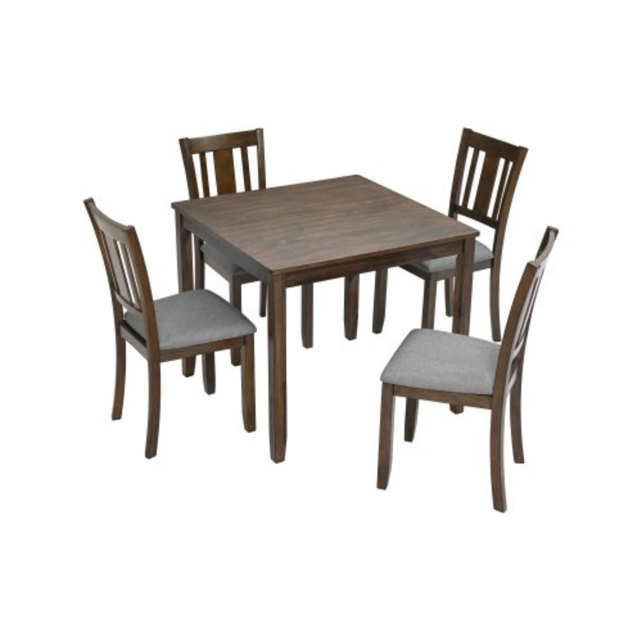 34.5" Square Dining Table for 4, Modern Farmhouse Wood Kitchen Table with Solid Wood Legs, MDF & Birch Veneer Dining Table for Small Spaces, Walnut