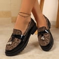 thumbnail image 3 of HEWUQI Platform Penny Loafers for Women Work Walking Slip on Business Casual Non Slip Chunky Leather Suede Splicing Dress Shoes Black Size 6, 3 of 7
