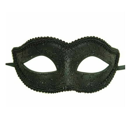 KBW Venetian Black Scrollworl Glitter Plastic Eye Masquerade Costume Mask, Mardi Gras Domino Formal Phantom One Size Dress Up Halloween Costume Accessory Novelty Costume Accessories
