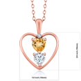 thumbnail image 2 of 18K Rose Gold Plated Silver Yellow Citrine White Moissanite and White Created Sapphire Pendant Necklace for Women (0.70 Cttw, Gemstone Birthstone, Heart 5MM and 4MM, with 18 inch Silver Chain), 2 of 3