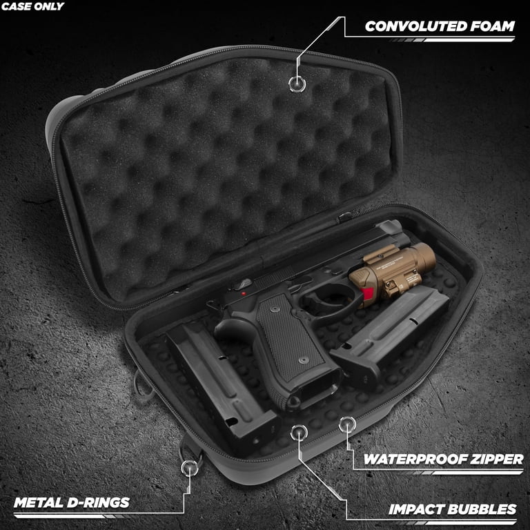 TSA Approved Gun Case For Multiple Handguns - Holds 8 Pistols & 12 Magazines, Waterproof Hard Case