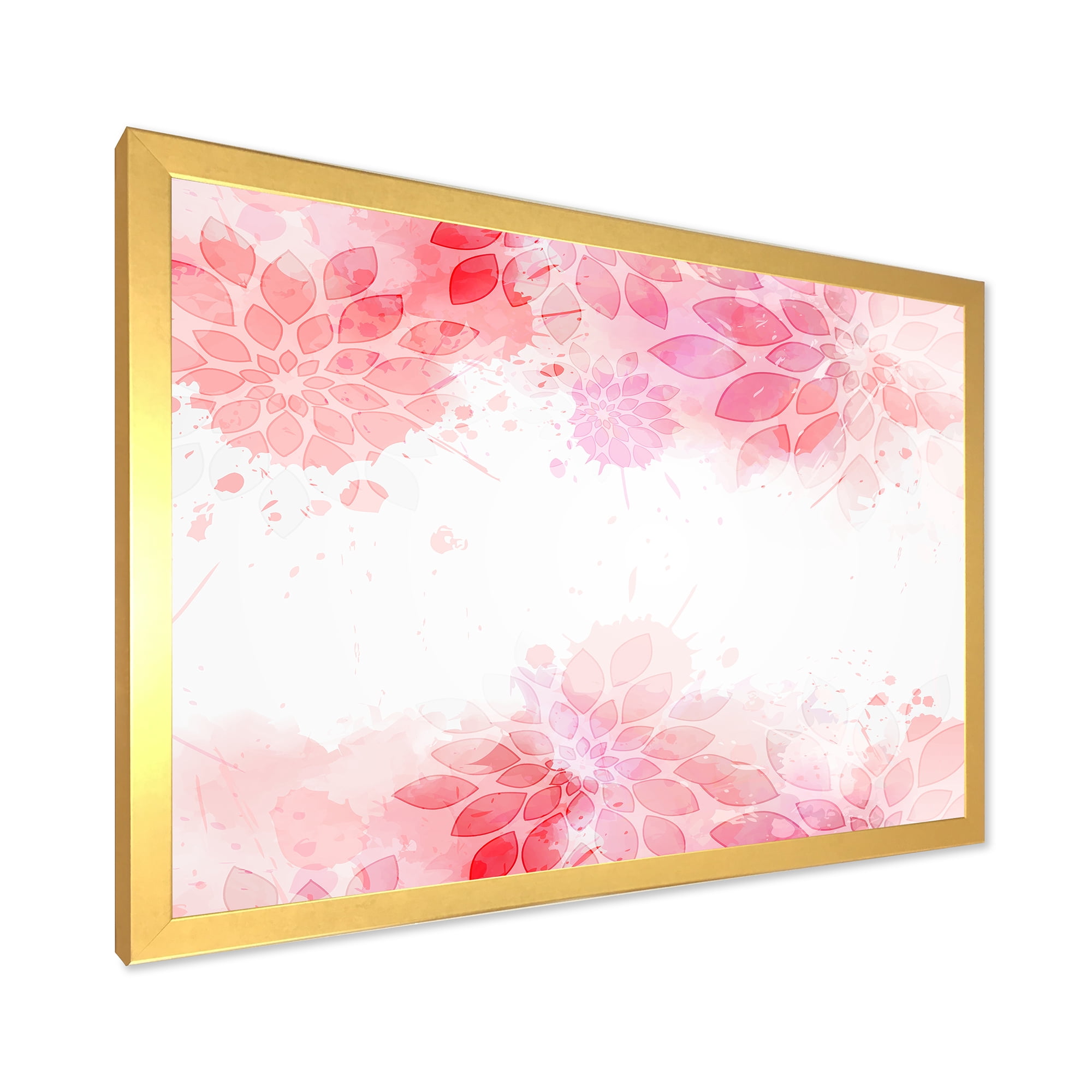 Designart 'Abstract Splashes of Pink Flowers II' Modern Framed Art Print