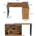 thumbnail image 2 of gaoyangjiaju 55.51" Multi-Purpose Rotating Writing Desk with Storage Shelves, Space-Saving Home Office Desk or Dining Room Sideboard Cabinet, Walnut, L-Shaped or Straight with Sliding Cabinet Doors, 2 of 9