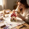 thumbnail image 4 of Fairy Red Mushroom Cabin Punch Needle Embroidery Kit, All Saints Day 3D Fluffy Yarn Punch Painting Set with Complete Tools, Easy DIY Beginner Craft Kit for Indoor Wall Hanging Decor Present 5.91in, 4 of 4