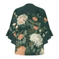 thumbnail image 5 of Floral Tops for Women Summer Peplum 3/4 Sleeve Tops Henley Neck Shirts 2025 Trendy Casual Boho Blouses Lounge Ruffle Sleeve Tee Shirts Relaxed Fit Blouses Holiday Beach Clothes, 5 of 5