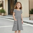 thumbnail image 6 of Lumtrix Girls Short Sleeve Boho Polka Dot A-Line Dress with Pockets Summer Casual Lightweight Sundress for 3-14 Years Gray 150, 6 of 8