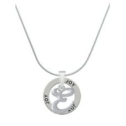 Delight Jewelry Silvertone Small Gelato Script Initial - E - Joy Ring Charm Necklace, 18"