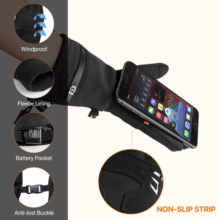 Rechargeable Heated Gloves – 7.4V Battery, 3 Heat Levels, Touchscreen & Waterproof For Winter Sports