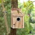 thumbnail image 3 of ZMKIAG Bird Houses for Outside with Metal Predator Guard for Bluebird Wren Swallow Finch, Carbonized Wooden Nesting Boxes for Outdoor, Sturdy Bird House,Easy to Clean, 3 of 5