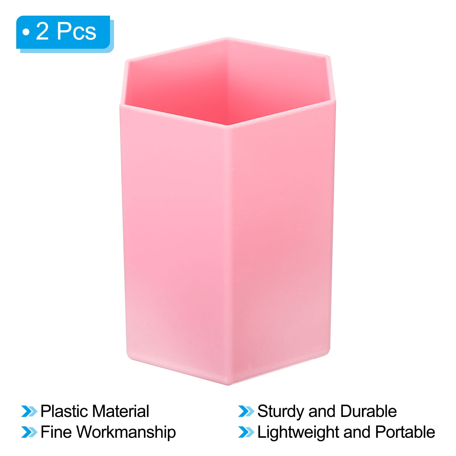 Unique Bargains Pencil Holder Plastic Makeup Brush Holder Hexagon Office Pink
