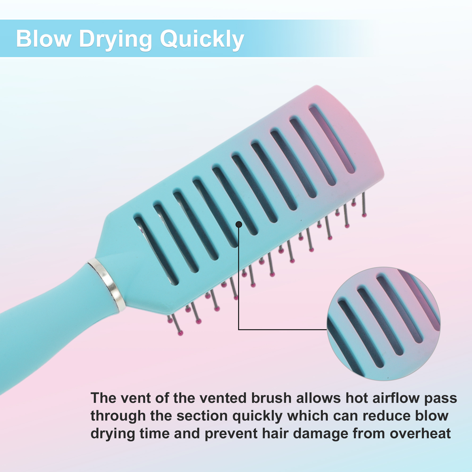 Unique Bargains Vented Hair Brush with Ergonomic Design Lake Blue