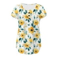 thumbnail image 4 of vigerkar Women Tunic Tops Dressy Casual Summer Short Sleeve Shirts Floral Loose Fit Pleated Boho Top Yellow, XL, 4 of 4