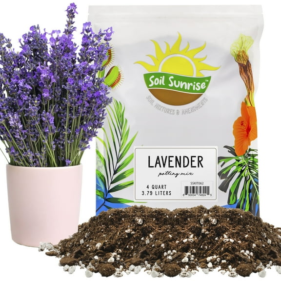 Lavender Potting Soil Mix (4 Quarts), Indoor / Outdoor Container Gardening Blend for Lavender Herb Plants