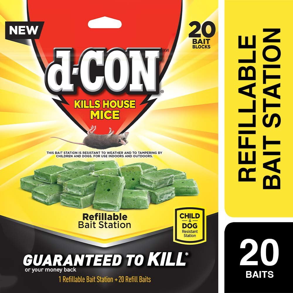 D-Con Corner Fit Mouse Poison Bait Station with 1 Trap and 20 Bait Refills