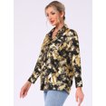 thumbnail image 4 of DARING DIVA Women's Button Down V Neck Long Sleeve Loose Blouse Shirt XS Black, 4 of 6