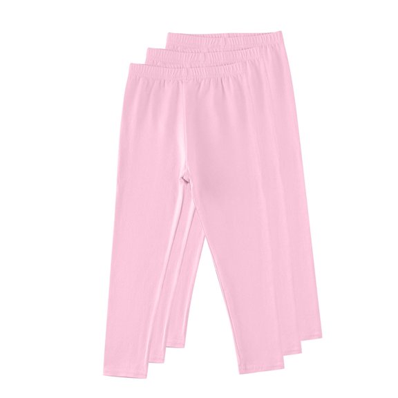 ATOGUTA Girls Leggings Full Length Soft Comfortable Leggings Elastic Waistband Stretchy 3 Pack Tights Pants Size 4T-14, Pink