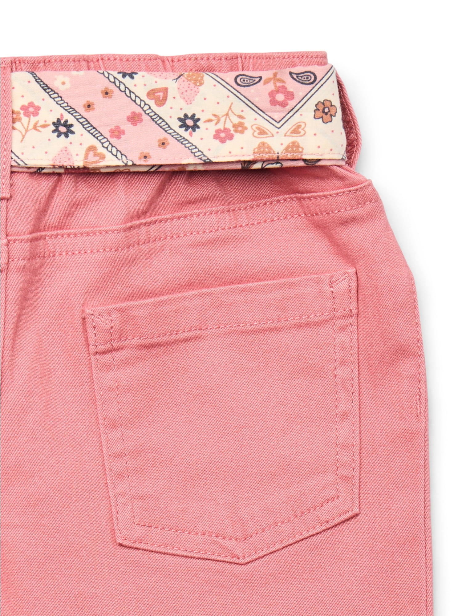 Wonder Nation Little Girls Bermuda Shorts with Scarf Belt, Sizes 4-10