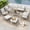 7PCS/Leg Chairs+Loveseat+3-Seat Sofa-Gray, variant on HAPPATIO Patio Outdoor Furniture Set - 7 Pieces Aluminum Outdoor Conversation Set Includes 1 Loveseat, 1 Coffee Table, 1 Side Table, 2 Armchairs, and 2 Ottomans for Porch, Lawn (Brown)