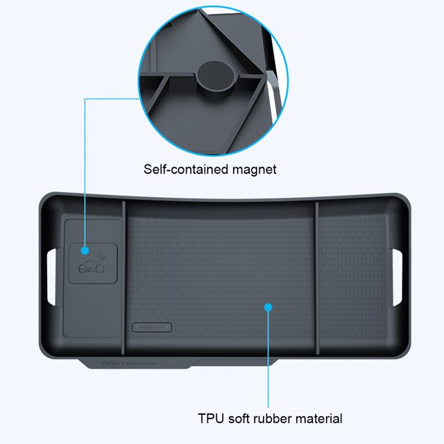 Caja De Almacenamiento Del Tablero Caja de almacenamiento negra para salpicadero, gafas de tejido TPU, almacenamiento de llaves, pantalla de navegación antideslizante, caja de almacenamiento trasera para Tesla Model 3 Y Likrtyny Accesorios para autos y motos