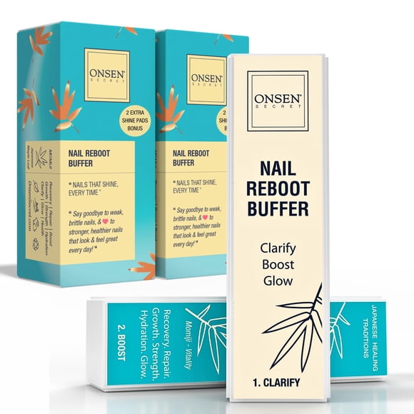 Bloque pulidor de uñas Onsen Secret, pulido en 4 direcciones, paquete de 2