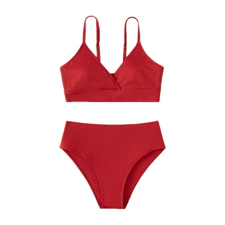DavidCloth Toddler Girl 2 Piece Swimsuit Swimwear Girl Sport Solid Girls Bathing Suit4 High Waist Bikini Set Swimwear Girl Bathing Suit Bathing Suit Girls Bathing Suits Cover up