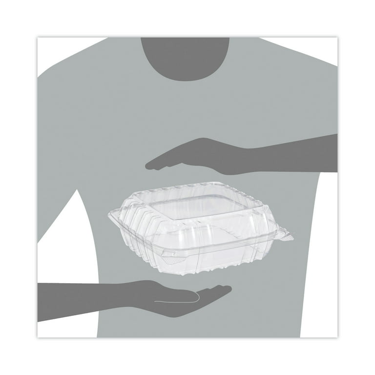 ClearSeal Hinged-Lid Plastic Containers, 8.3 x 8.3 x 3, Clear, Plastic, 250/Carton ClearSeal Hinged-Lid Plastic Containers, 8.3 x 8.3 x 3, Clear, Plastic, 250/Carton
