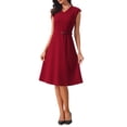 thumbnail image 2 of INSPIRE CHIC Women's Sleeveless Dress V Neck Elegant Cocktail Party A Line Dresses S Red, 2 of 5