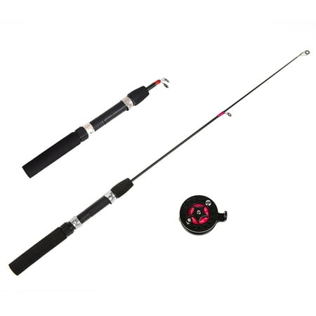 fankhu Telescopic Ice Fishing Rod Portable Casting Rod for Fishing(Black EVA+3B Roller)