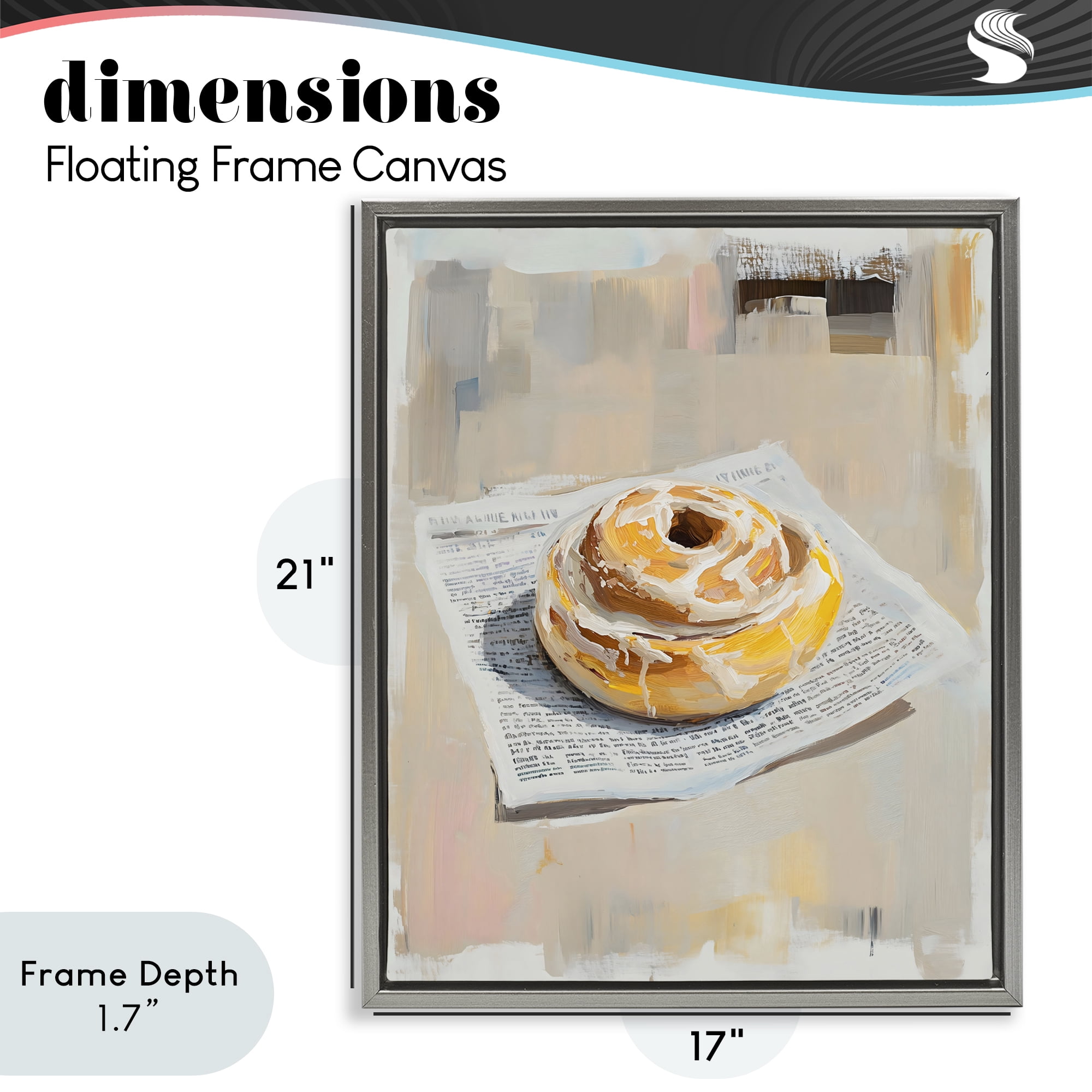 Stupell Industries Cinnamon Roll & Morning Paper Gray Framed Floater Canvas Wall Art, design by The Prints Vibe