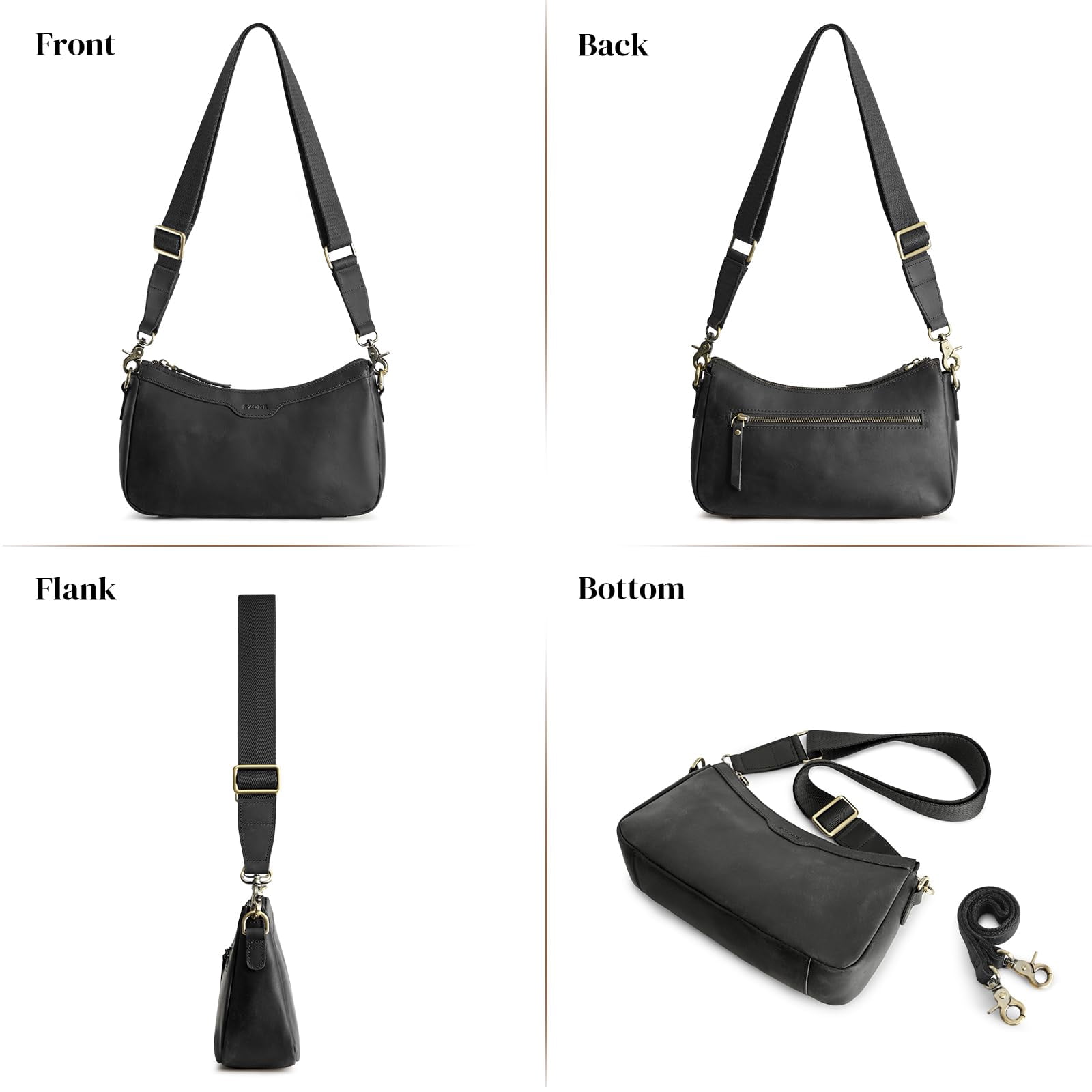 S-ZONE Leather Shoulder Bag for Women Small Crossbody Bags Hobo Purses with 2 Straps