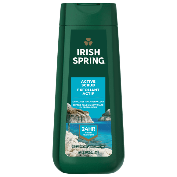 Irish Spring Active Scrub Exfoliating Body Wash for Men, 591 mL Bottle