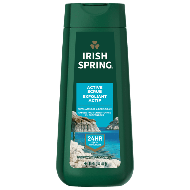 Irish Spring Active Scrub Exfoliating Body Wash for Men, 591 mL Bottle