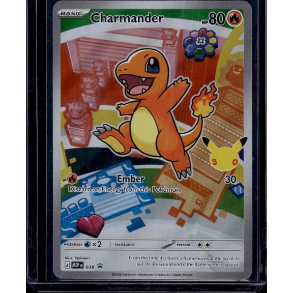 Collectible 2026 Mega Evolution Charmander Holo Black Star Promo #038 English Pokemon Trading Card