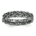 thumbnail image 1 of Sterling Silver Stackable Expressions Black-plated Carved Size 10, 1 of 3