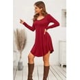 thumbnail image 5 of Women's Round Neck Long Sleeve Mini Dress Lightweight Sheer Basic Style 95% rayon 5% spandex Soft Stretch Daily Wear, 5 of 5