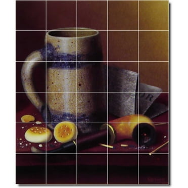 Ceramic Tile Mural-William Harnett Still Life Wall Tile Mural 10. 21.25" w x 25.5" h using (30) 4.25 x 4.25 ceramic tiles