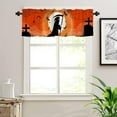 thumbnail image 5 of Halloween Fall Kitchen Decor Curtains, Spider/Spider Web/Spooky/Bats Printed Short Tier Curtains for Kitchen Cafe Small Half Window Curtains for Bathroom, 54 X 18 Inch, 5 of 6