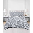 thumbnail image 3 of Grey White Twin Size Down Alternative Comforter, Lightweight Comforter Quilt Bedding Set with Pillow Shams Modern Geometric Gray Ombre Abstract Art All Seasons Bed Comforter Duvet Insert 68"x86", 3 of 7